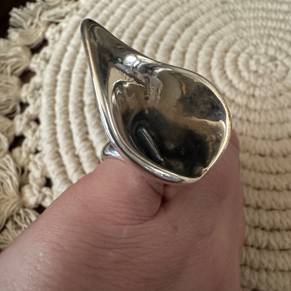 NWOT 925 Sterling Silver Calla Lily Flower Earring and Statement Ring Set - Picture 3 of 7